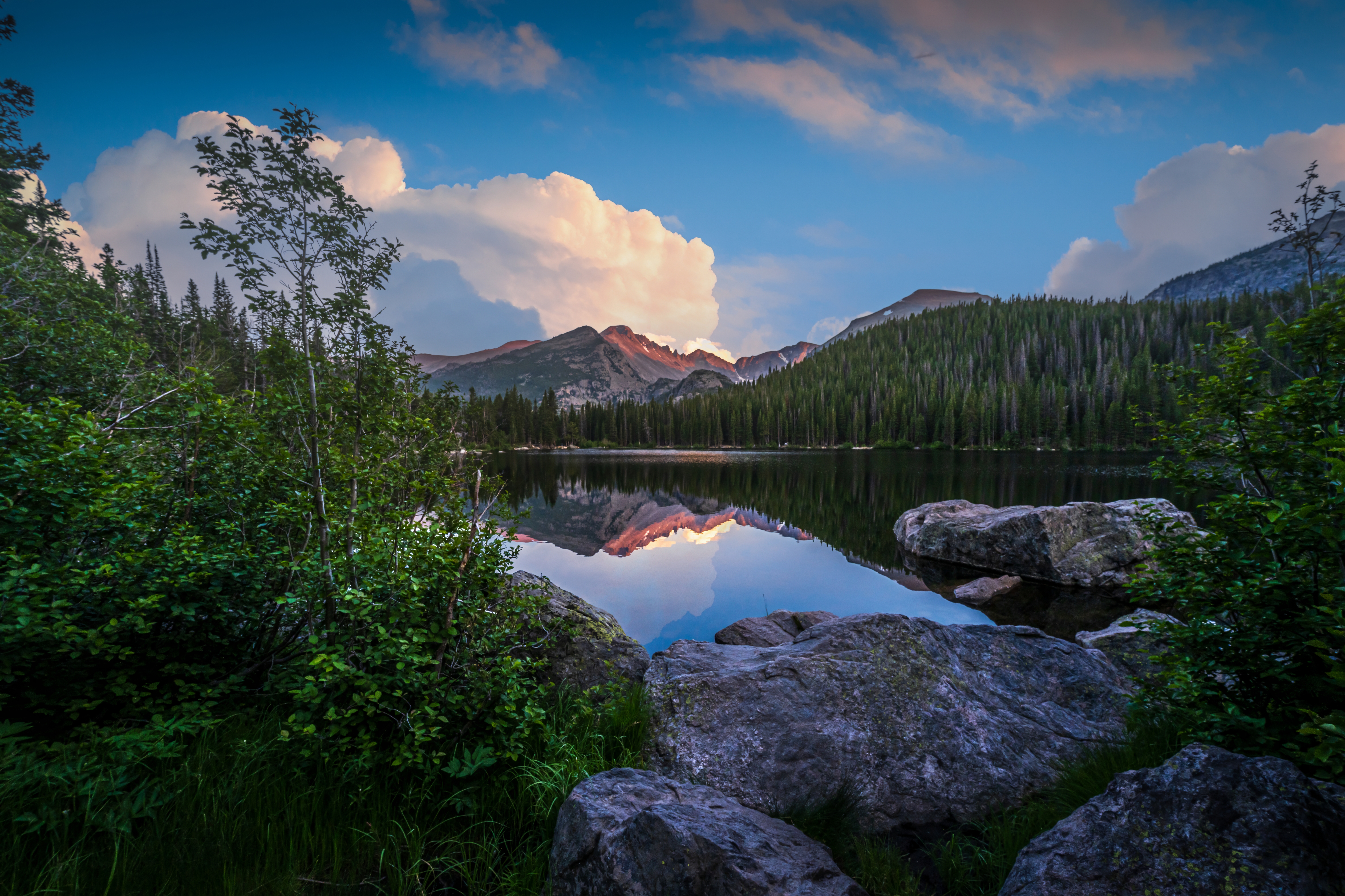 Striking Peaks Reflecting in Bear Lake, Rocky Mountain National Park Colorado
