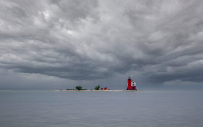 Mackinac’s Round Island Light in the Clouds
