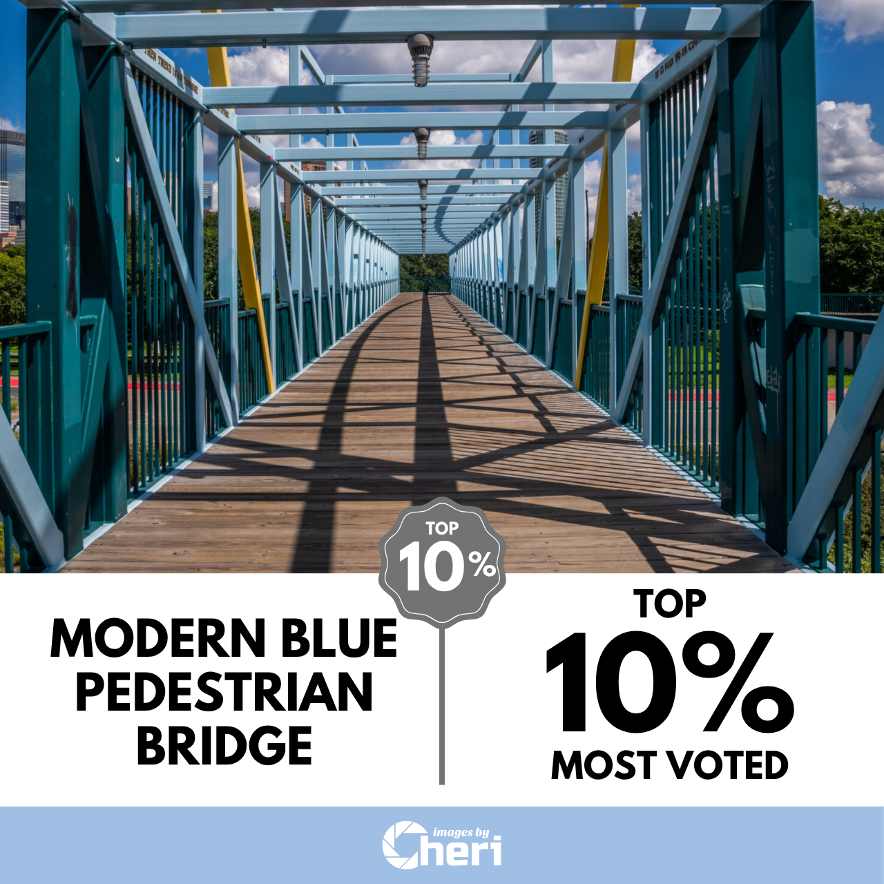 Modern Blue Pedestrian Bridge_Shadow Shapes