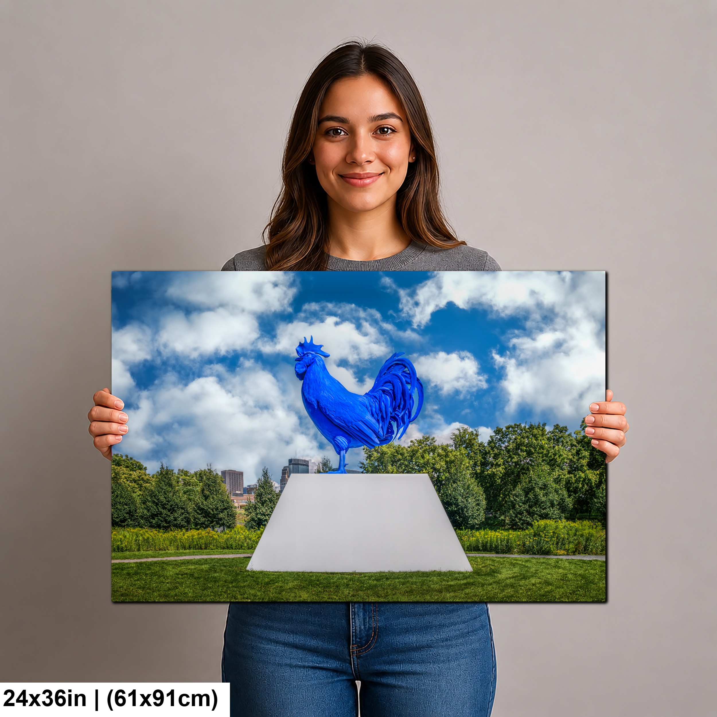 Blue Rooster Sculpture in Minneapolis Diagram