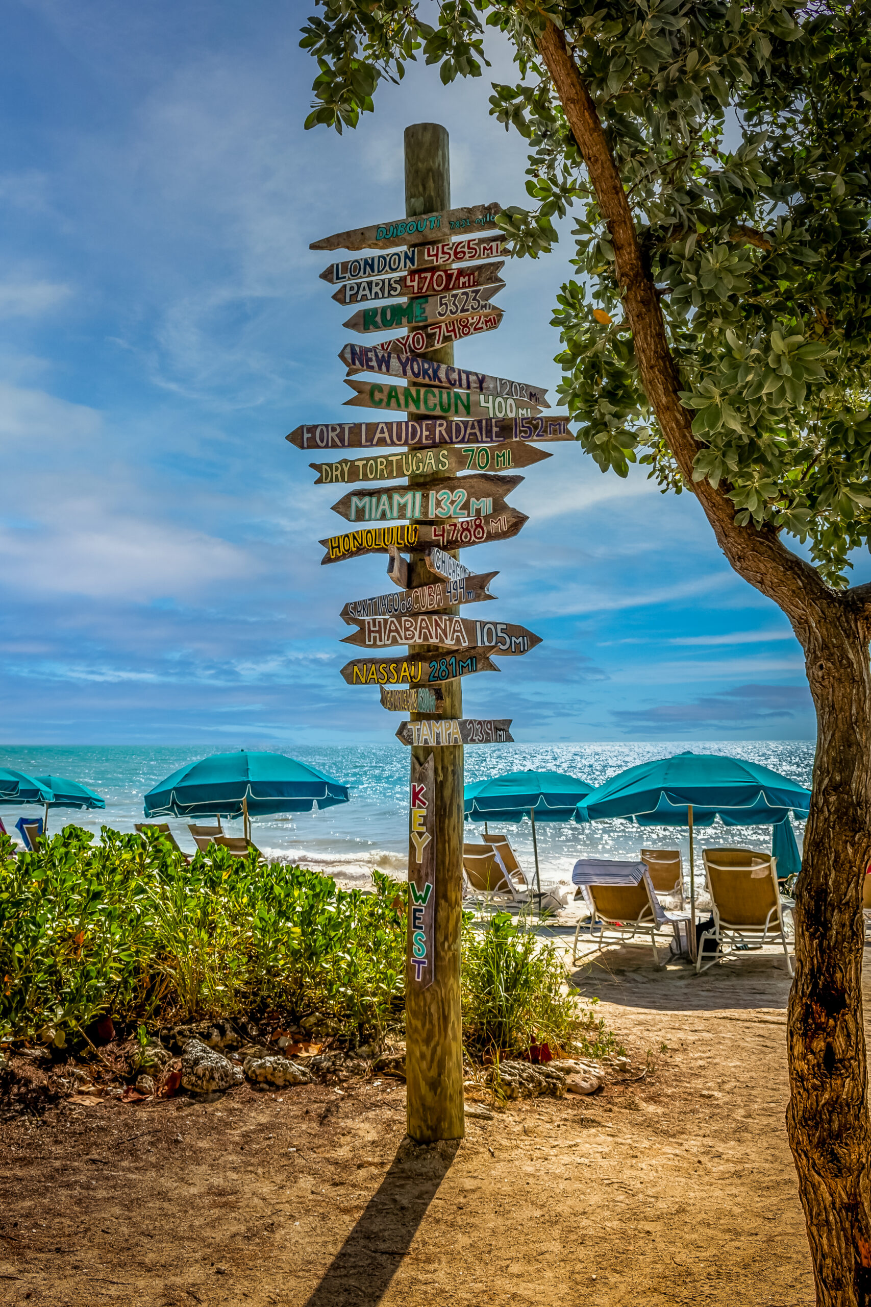 Key West World Directional Signpost