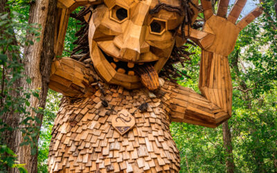Playful Wooden Forest Troll Sculpture in Detroit Lakes