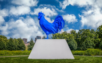 Blue Rooster Sculpture in Minneapolis