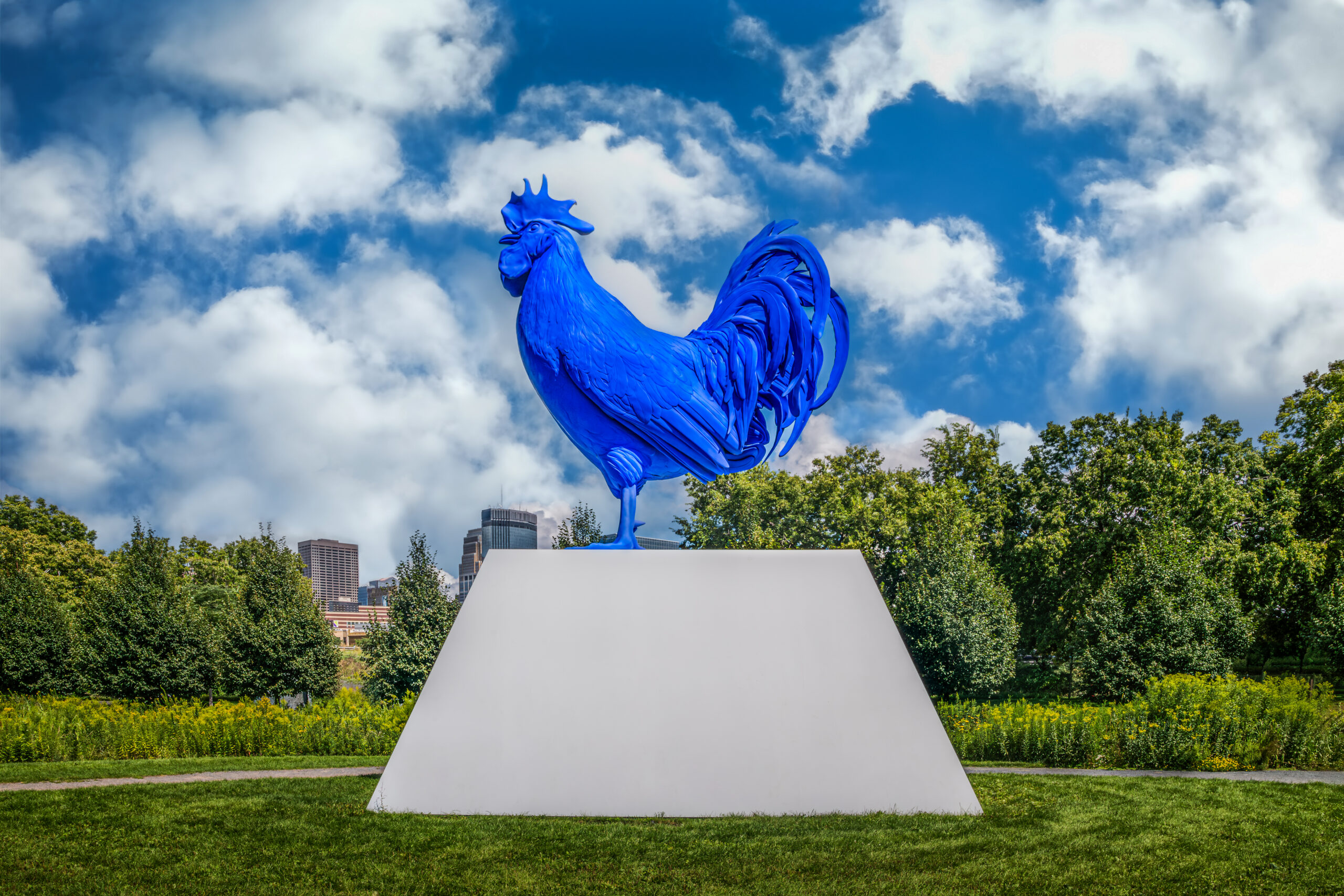 Blue Rooster Sculpture in Minneapolis