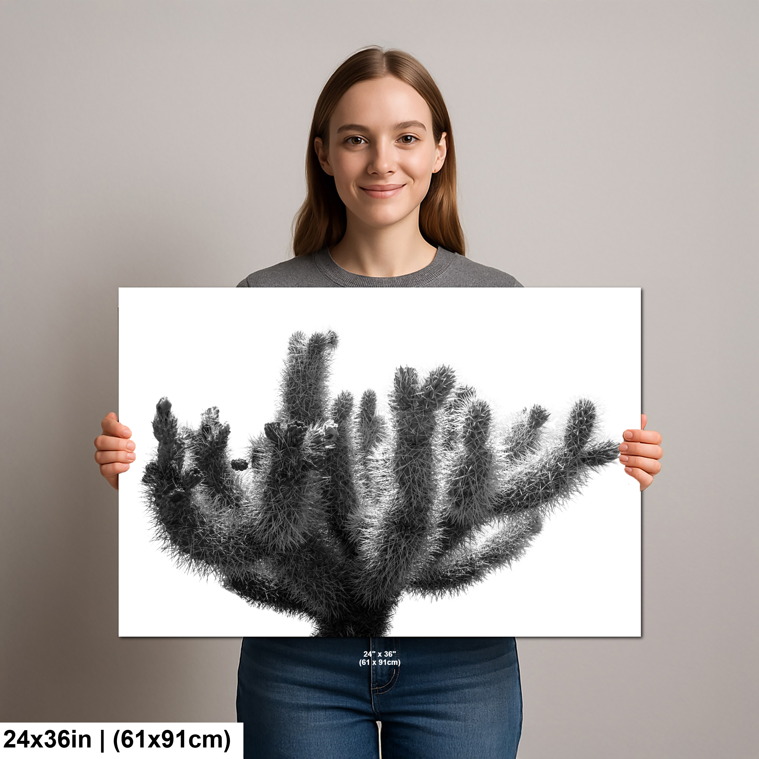 Black and White Joshua Tree Cholla Cactus Diagram