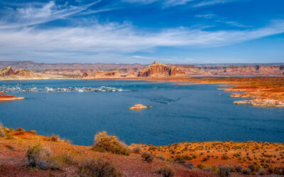 Lake Powell Marina Red Rock Cliffs in Page Arizona