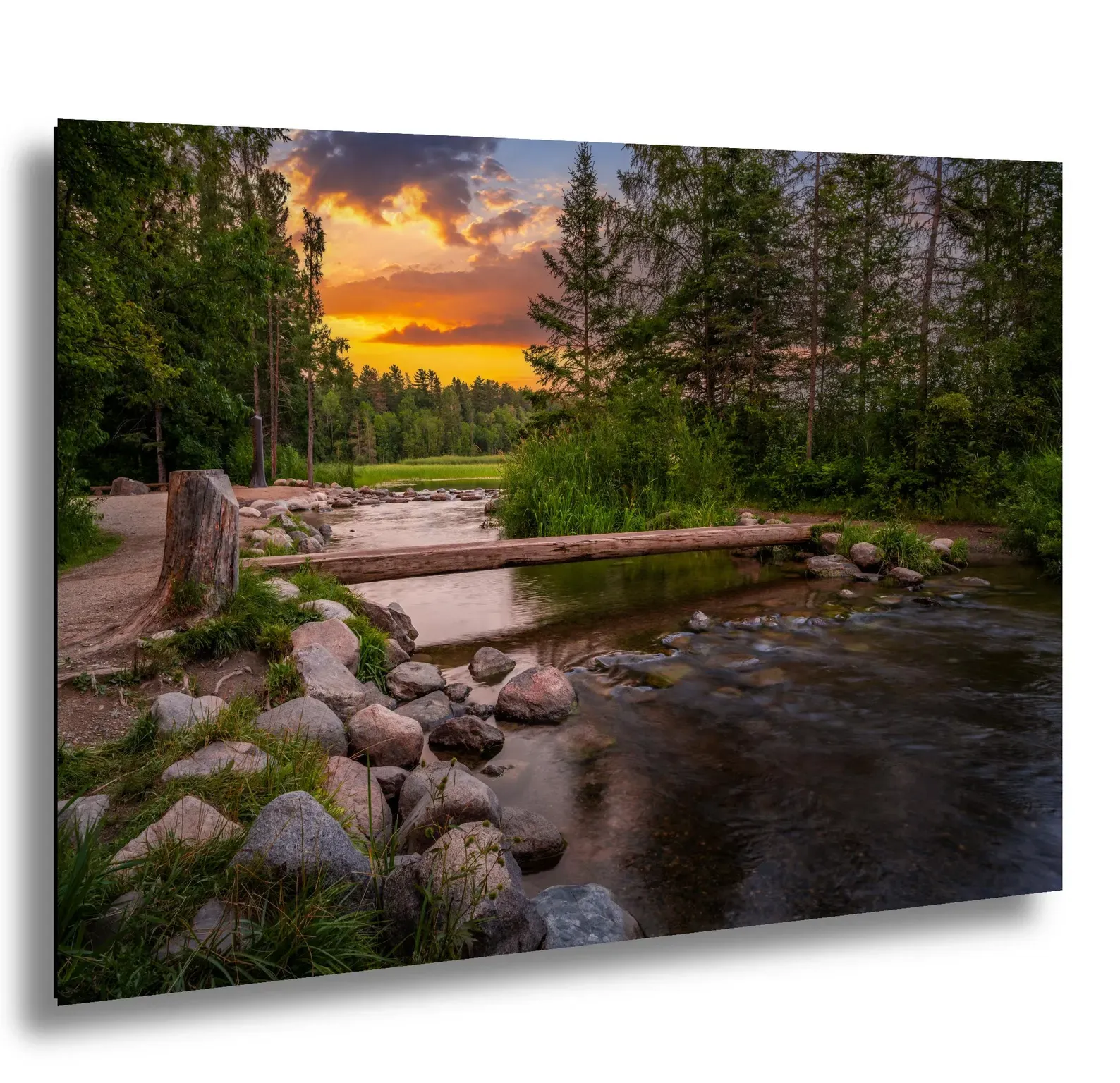 Footbridge over the Mississippi headwaters at Lake Itasca State Park - fine art print by Cheri Alguire