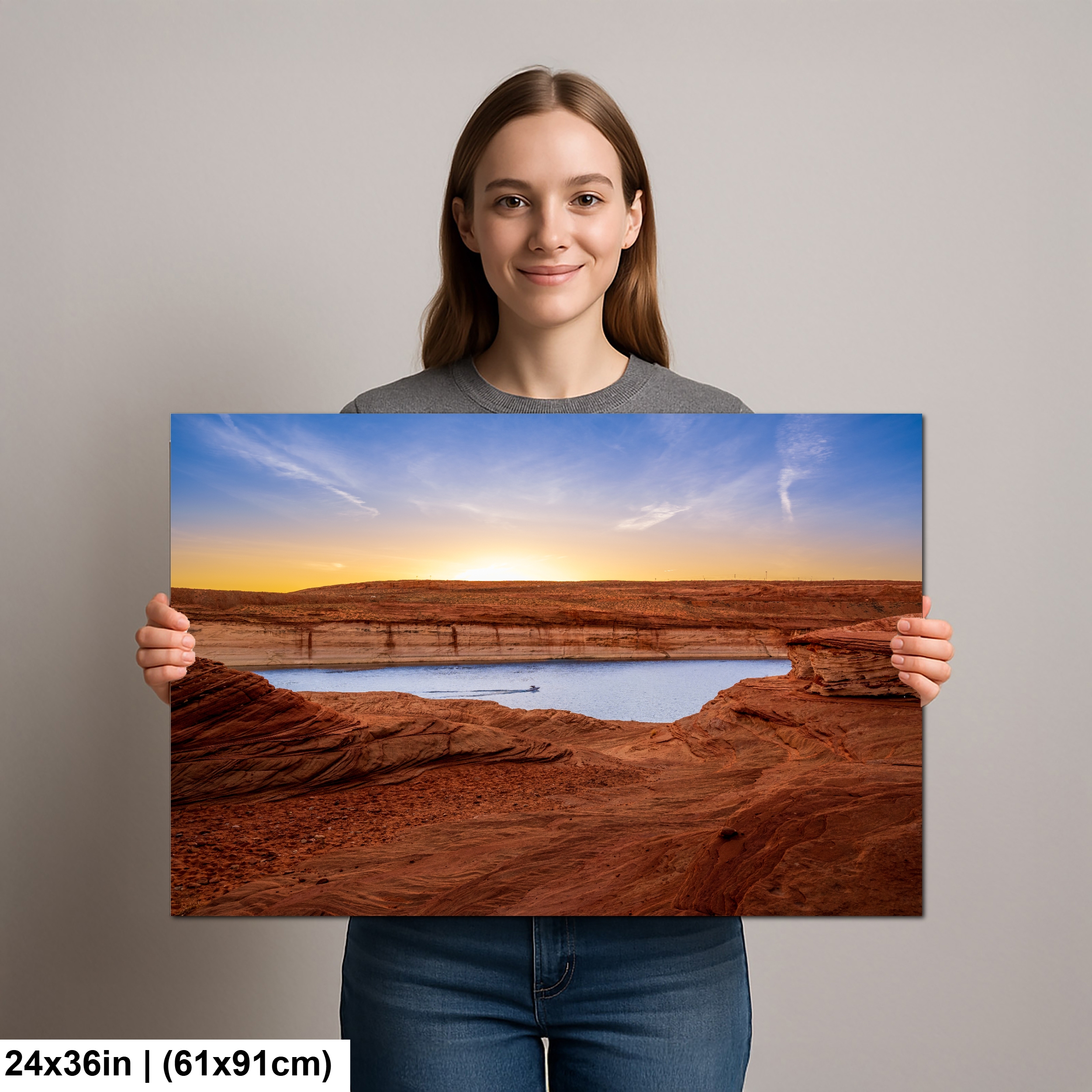 Lake Powell Sunset Red Sandstone Cliffs Page Arizona Diagram