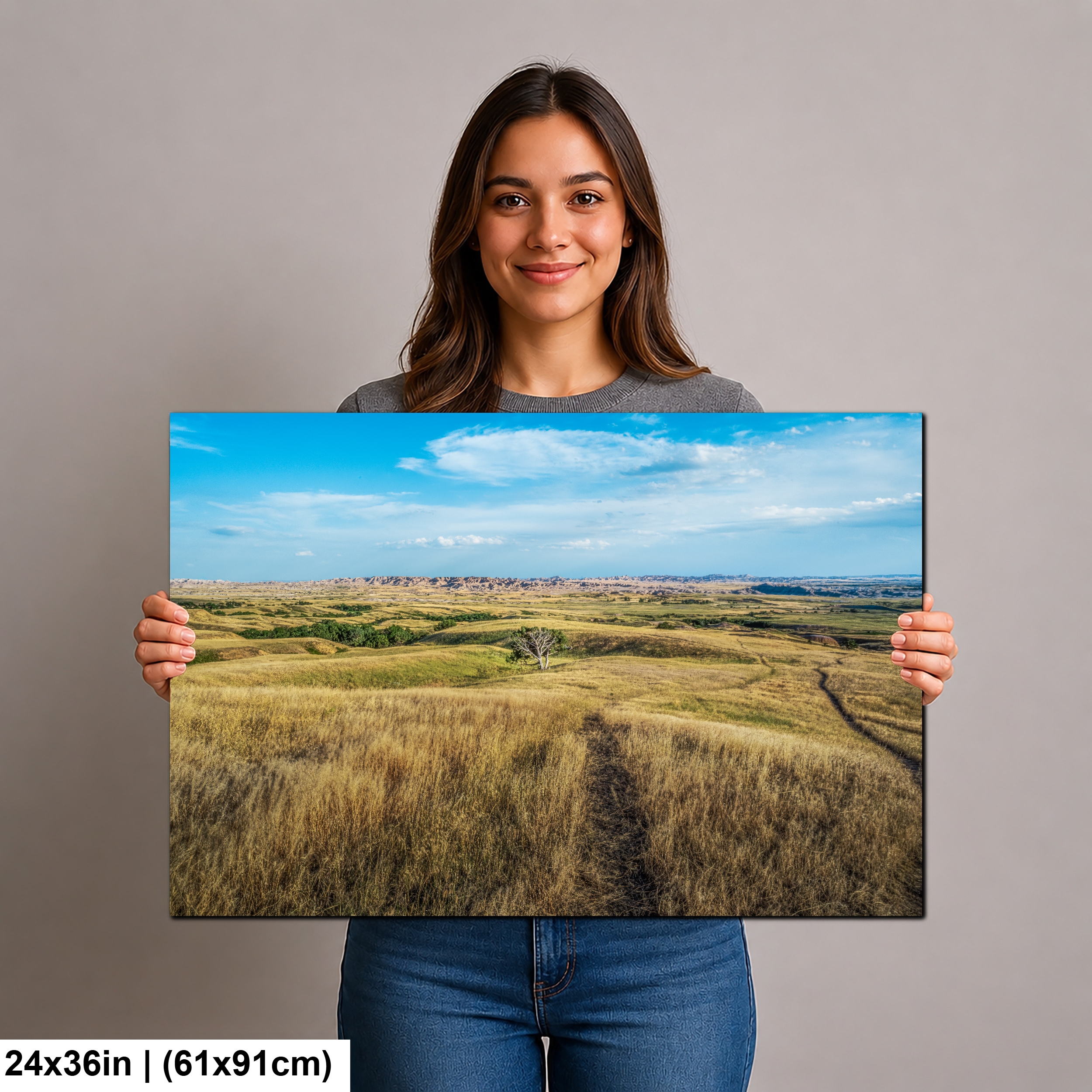 Solitary Prairie Tree: Badlands National Park South Dakota Photo Wall Art Diagram