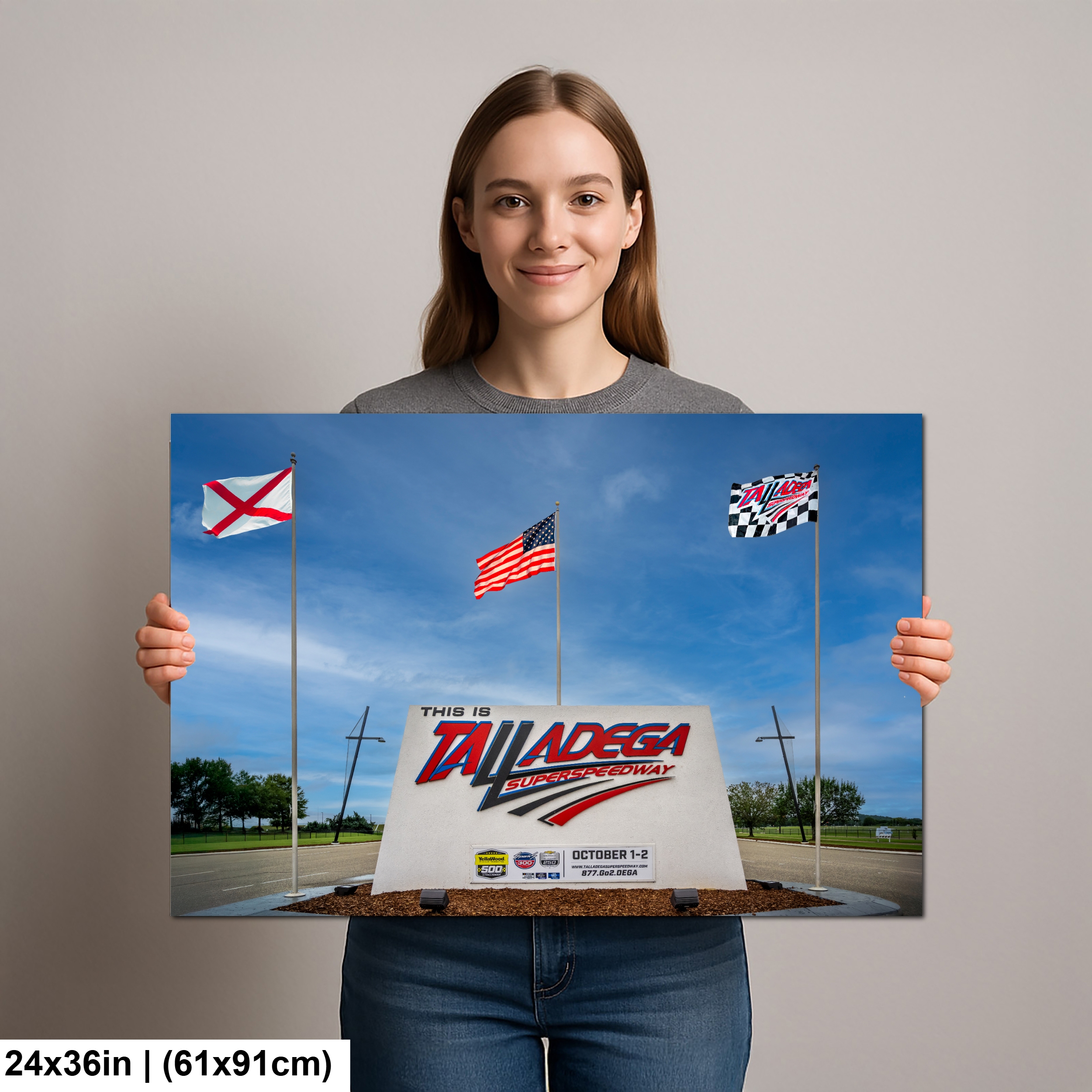 Racing Flags Sign: Talladega Superspeedway Alabama NASCAR Photo Wall Art Diagram