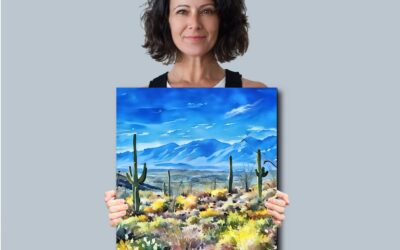 Sonoran Cactus Watercolor: Saguaro National Park Arizona Poster Wall Art