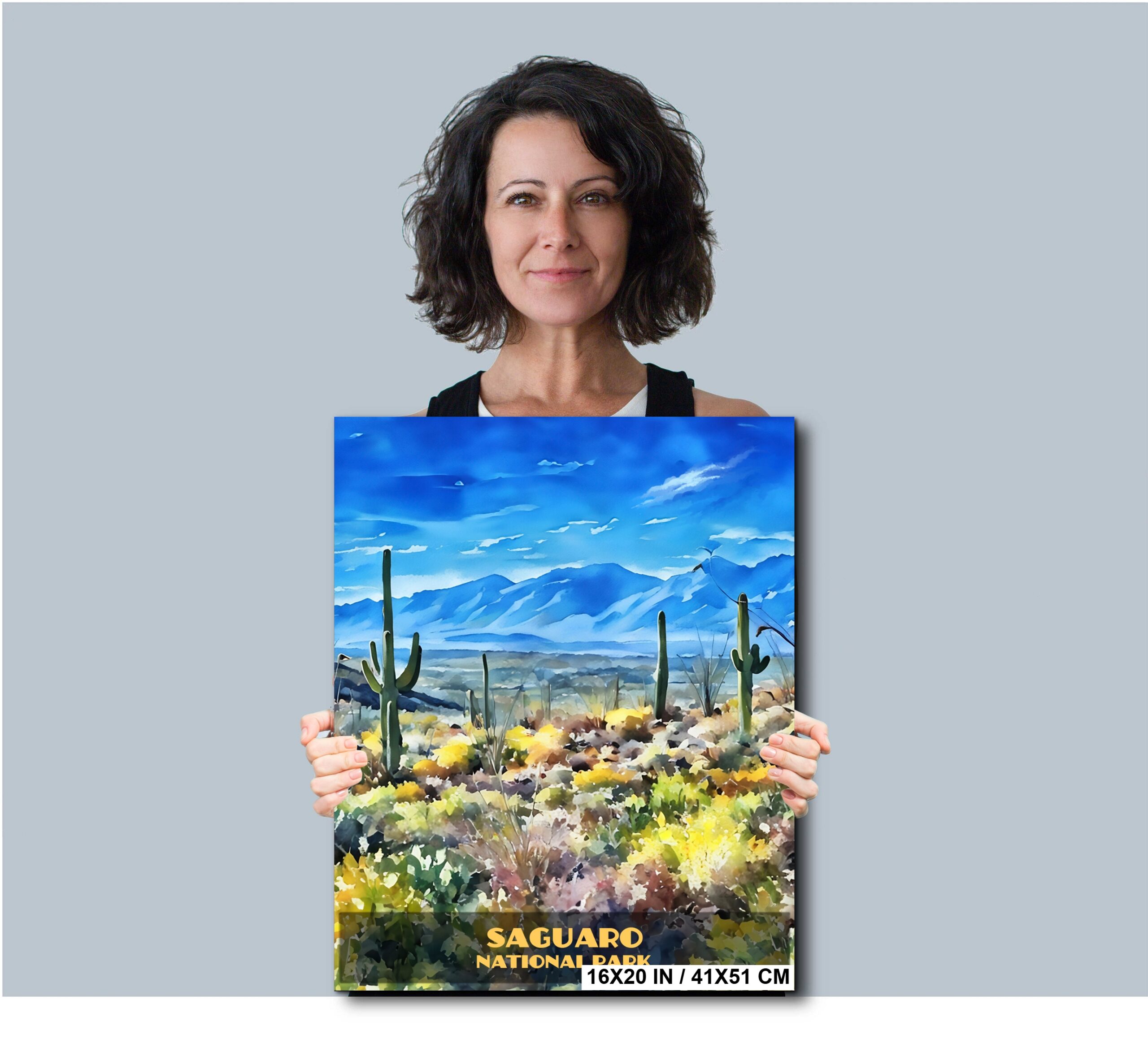 Sonoran Cactus Watercolor: Saguaro National Park Arizona Poster Wall Art Sonoran Cactus Watercolor: Saguaro National Park Arizona Poster Wall Art