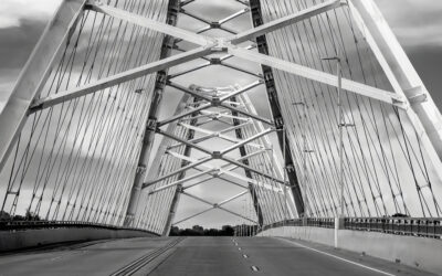 Broadway Bridge: Little Rock Arkansas Black and White Arch Photo Wall Art