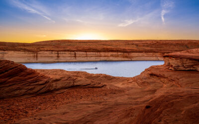 Lake Powell Sunset Red Sandstone Cliffs Page Arizona