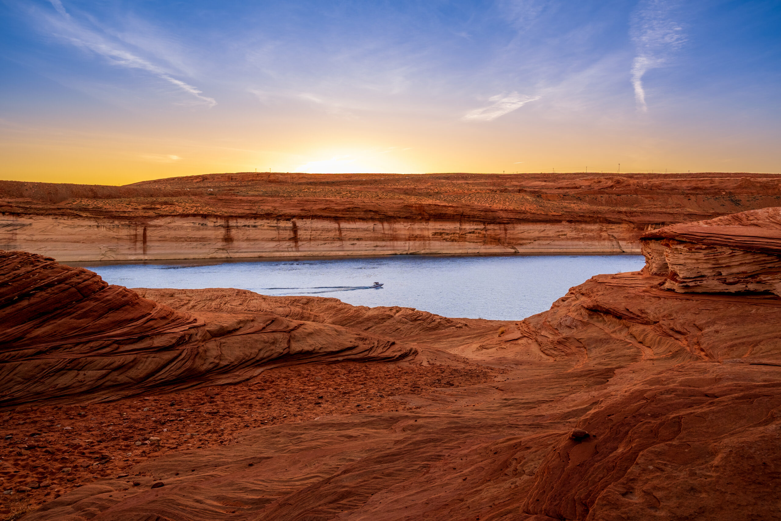 Lake Powell Sunset Red Sandstone Cliffs Page Arizona