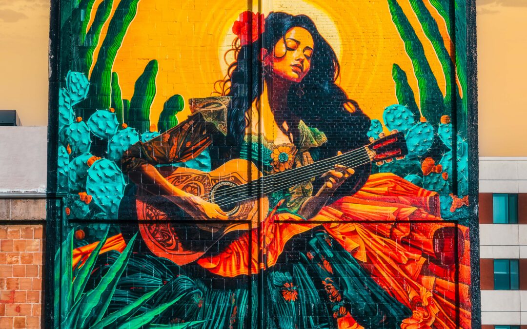 La Guitarrista Mural: Rialto Theatre Tucson Arizona Street Photo Wall Art