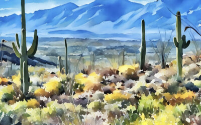 Sonoran Cactus Watercolor: Saguaro National Park Arizona Poster Wall Art