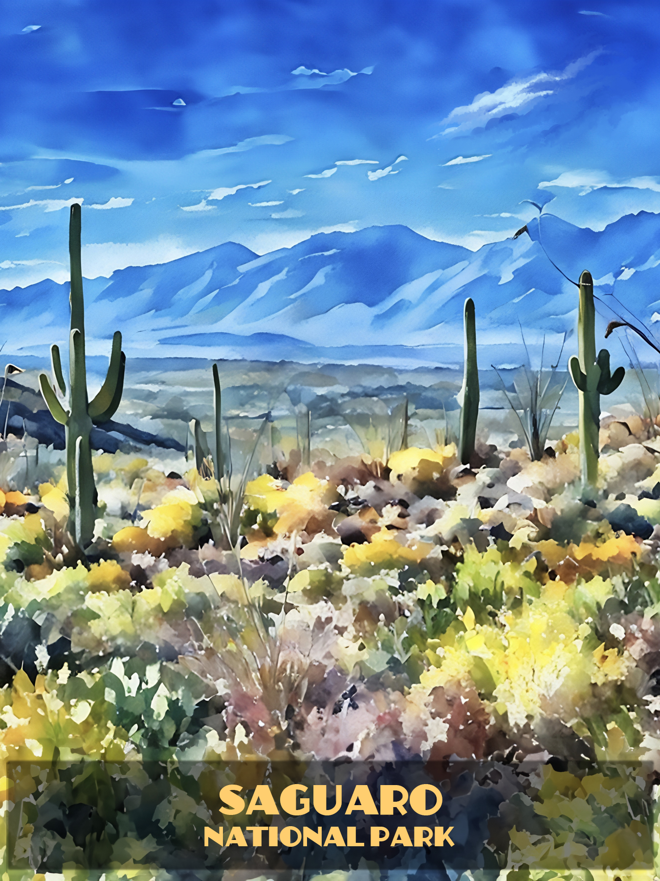 Sonoran Cactus Watercolor: Saguaro National Park Arizona Poster Wall Art Diagram Sonoran Cactus Watercolor: Saguaro National Park Arizona Poster Wall Art Diagram
